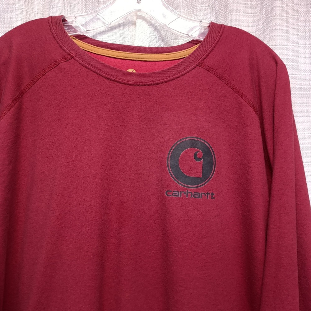 Carhartt Force Mens 4XL Relaxed Fit Long Sleeve T-Shirt Maroon Red Gorpcore Work